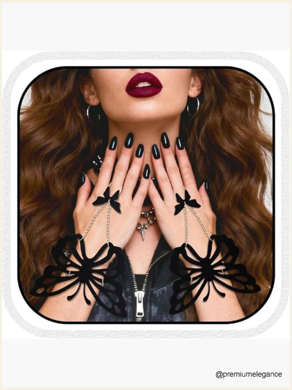 Butterfly Fingerless Gloves Punk Leather Hand Chain Women